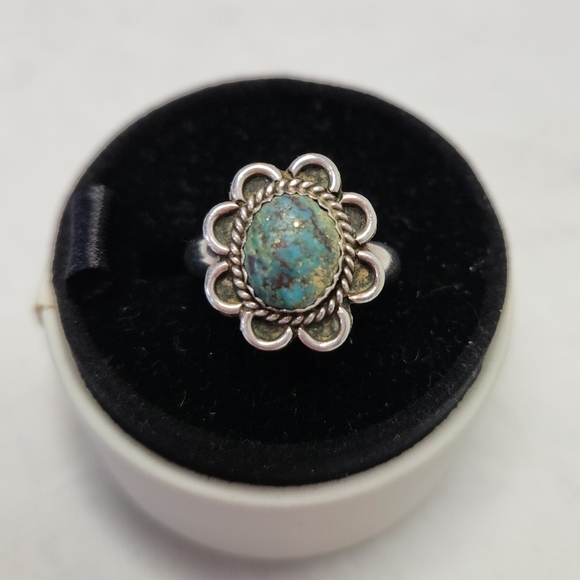 Vintage Navajo silver turquoise ring - Picture 1 of 11